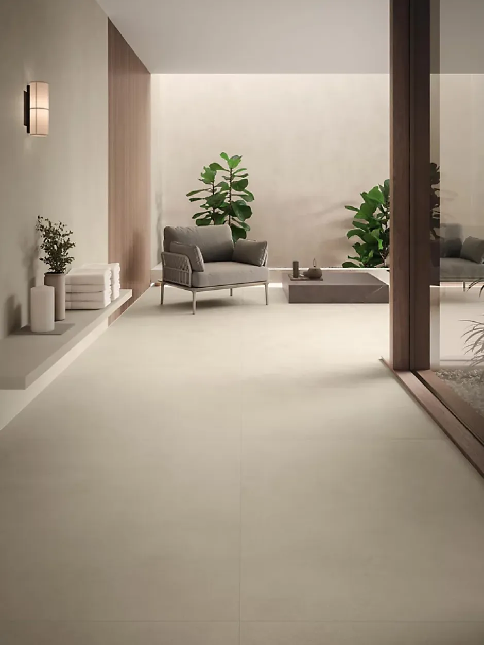 Ro'Ma Carrelage Carrelage effet Béton Beige Crème 120x120x0,9 cm Mat Montera - Sol et mur intérieur (vendu par carton de 2,88 m²) - RO'MA CARRELAG