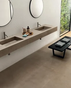 Carrelage effet Béton Beige Terre 120x120x0,6 cm Mat Vetrano - Sol et mur intérieur (vendu par carton de 2,88 m²) - RO'MA CARRELAG-Ro'Ma Carrelage Online