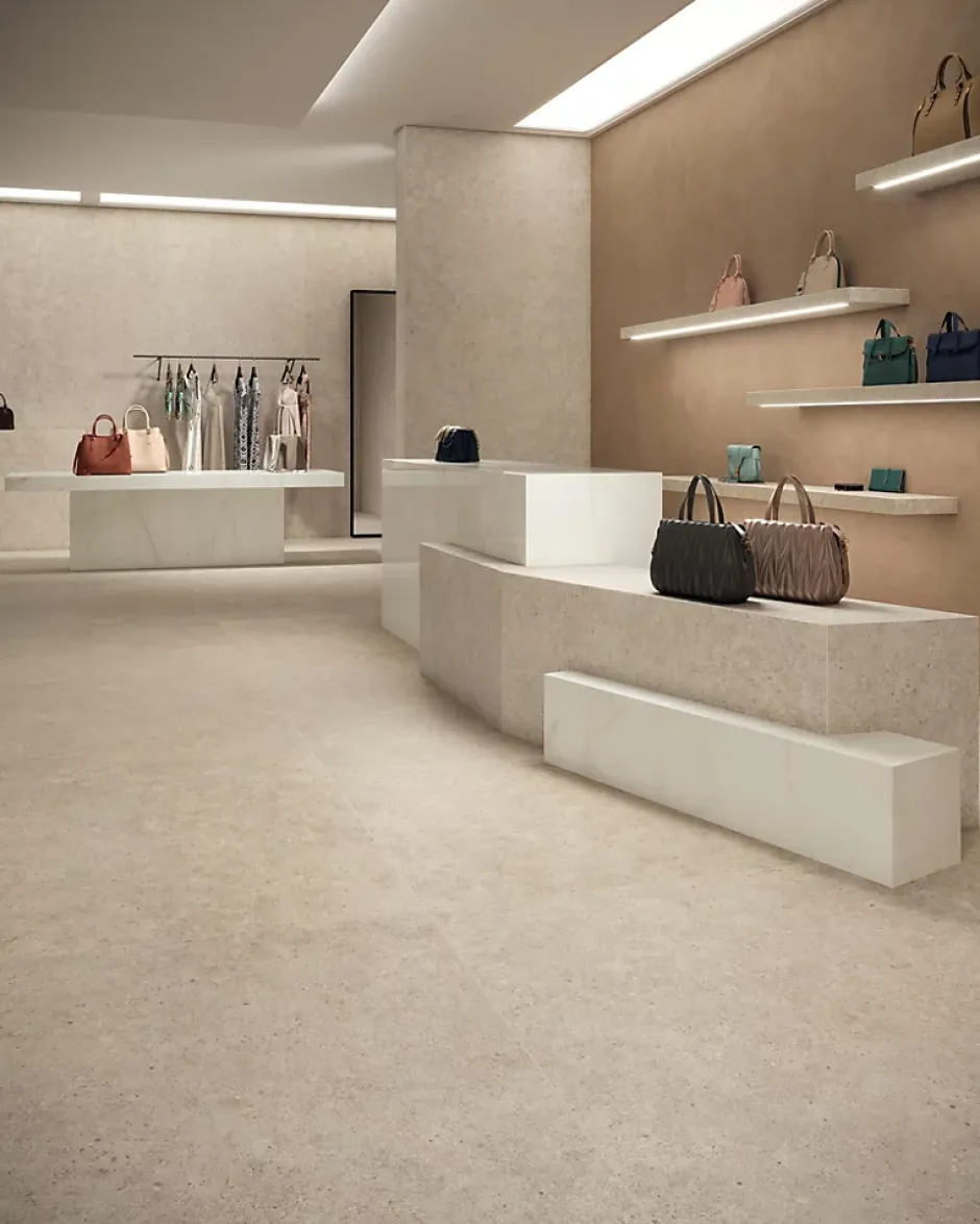 Ro'Ma Carrelage Carrelage effet Béton Beige Argile 278x120x0,6 cm Mat Benzaro - Mur intérieur (vendu par carton de 3,336 m²) -