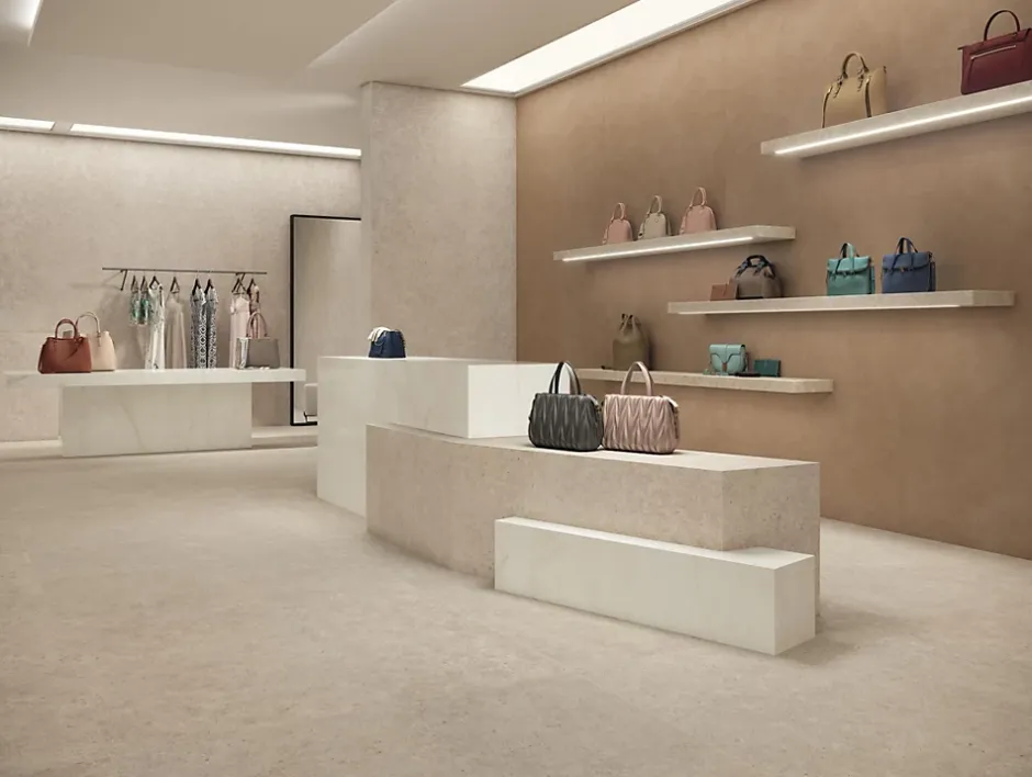 Ro'Ma Carrelage Carrelage effet Béton Beige Argile 278x120x0,6 cm Mat Benzaro - Mur intérieur (vendu par carton de 3,336 m²) -