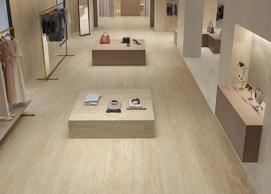 Ro'Ma Carrelage Carrelage effet Béton Beige Argile 278x120x0,6 cm Mat Benzaro - Mur intérieur (vendu par carton de 3,336 m²) -