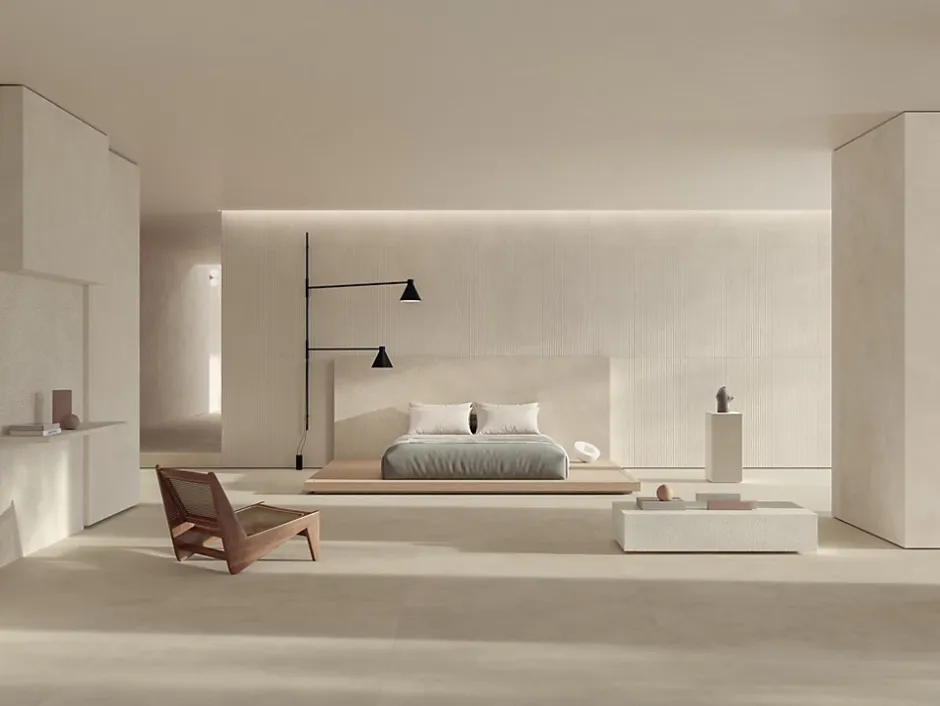 Carrelage effet Béton Beige Coquille 278x120x0,6 cm Mat Stavira - Mur intérieur (vendu par carton de 3,336 m²) --Ro'Ma Carrelage