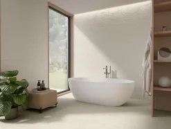 Carrelage effet Béton Blanc Crème 120x50x0,85 cm Mat Talvoro - Mur intérieur (vendu par carton de 1,8 m²) --Ro'Ma Carrelage