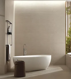 Ro'Ma Carrelage Carrelage effet Béton 3D Blanc Minéral Brossé 120x50x0,85 cm Mat Benzaro - Mur intérieur (vendu par carton de 1,8 m²) - RO'MA CARR