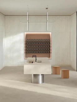 Carrelage effet Béton 3D Blanc Sable Lines 120x50x1 cm Mat Stavira - Mur intérieur (vendu par carton de 1,8 m²) --Ro'Ma Carrelage Clearance