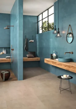 Ro'Ma Carrelage Carrelage effet Béton 3D Bleu Cendré Line 80x40x1 cm Mat Vetrano - Mur intérieur (vendu par carton de 1,28 m²) -