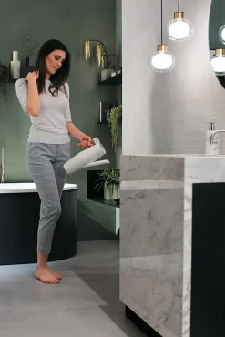 Ro'Ma Carrelage Carrelage effet Béton 3D Gris Luce Line 80x40x1 cm Mat Gravino - Mur intérieur (vendu par carton de 1,28 m²) -