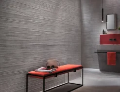 Ro'Ma Carrelage Carrelage effet Béton 3D Gris Cendré Line 80x40x1 cm Mat Gravino - Mur intérieur (vendu par carton de 1,28 m²) -