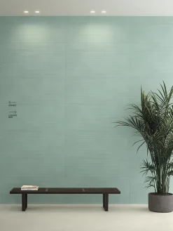 Ro'Ma Carrelage Carrelage effet Béton 3D Vert Argile Linear 120x50x0,85 cm Mat Cortivo - Mur intérieur (vendu par carton de 1,8 m²) - RO'MA CARREL