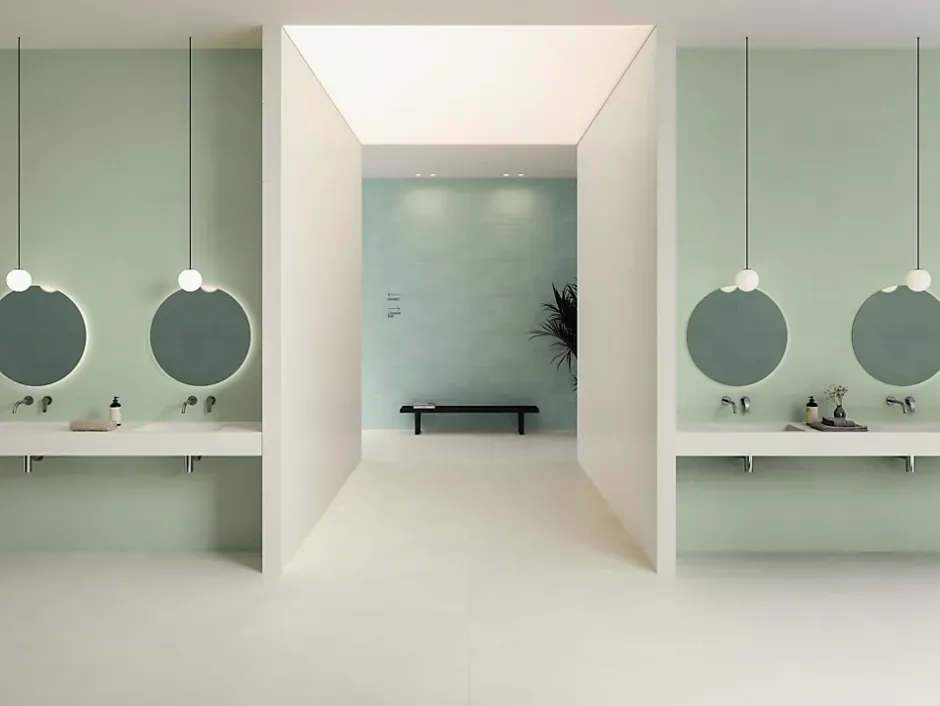 Ro'Ma Carrelage Carrelage effet Béton 3D Vert Argile Linear 120x50x0,85 cm Mat Cortivo - Mur intérieur (vendu par carton de 1,8 m²) - RO'MA CARREL