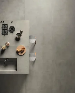 Ro'Ma Carrelage Carrelage effet Béton Gris Cendré 240x120x0,9 cm Mat Gravino - Mur intérieur (vendu par carton de 2,88 m²) -