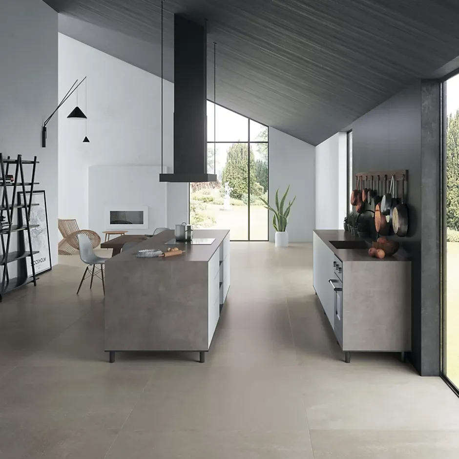 Carrelage effet Béton Gris Nuit 278x120x0,6 cm Mat Gravino - Mur intérieur (vendu par carton de 3,336 m²) --Ro'Ma Carrelage Outlet