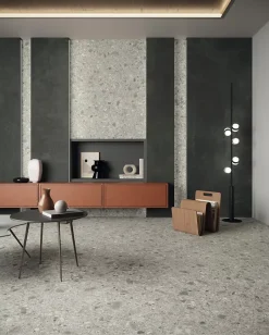 Carrelage effet Béton Gris Nuit 278x120x0,6 cm Mat Gravino - Mur intérieur (vendu par carton de 3,336 m²) --Ro'Ma Carrelage Outlet