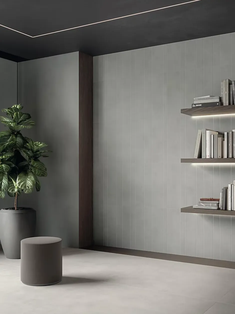 Carrelage effet Béton Gris Cendré Ridge 120x60x0,9 cm Mat Montera - Mur intérieur (vendu par carton de 1,44 m²) --Ro'Ma Carrelage Clearance