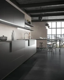 Carrelage effet Béton Gris Brume 278x120x0,6 cm Mat Gravino - Mur intérieur (vendu par carton de 3,336 m²) --Ro'Ma Carrelage Clearance