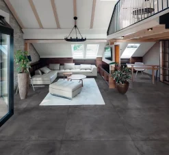 Carrelage Effet Béton 80x80 Unika Carbon Noir Rectifié - Paquet de 1,28 m2-Allocarrelage New