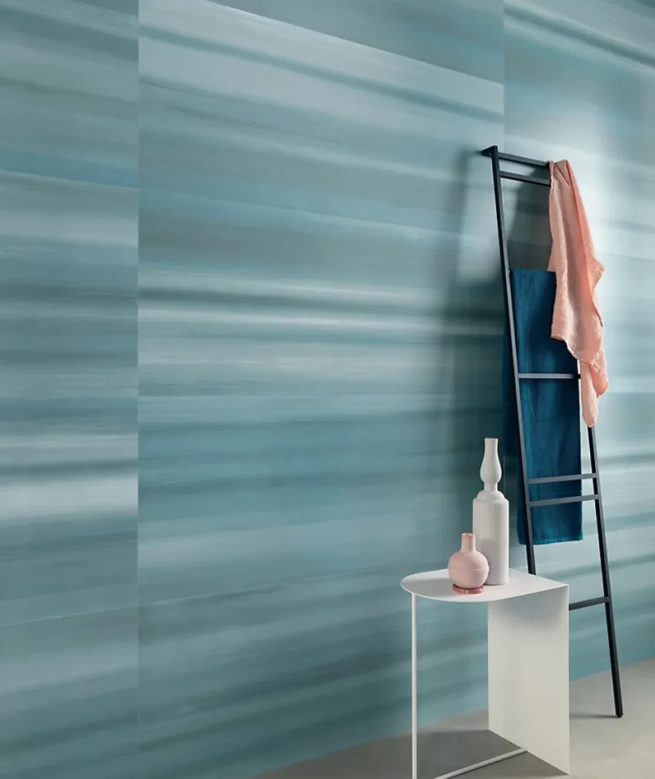 Ro'Ma Carrelage Carrelage effet Enduit Bleu Océan 120x50x0,85 cm Mat Calviro - Mur intérieur (vendu par carton de 1,8 m²) -