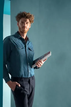 Ro'Ma Carrelage Carrelage effet Enduit Bleu Brume 278x120x0,6 cm Mat Calviro - Mur intérieur (vendu par carton de 3,336 m²) -