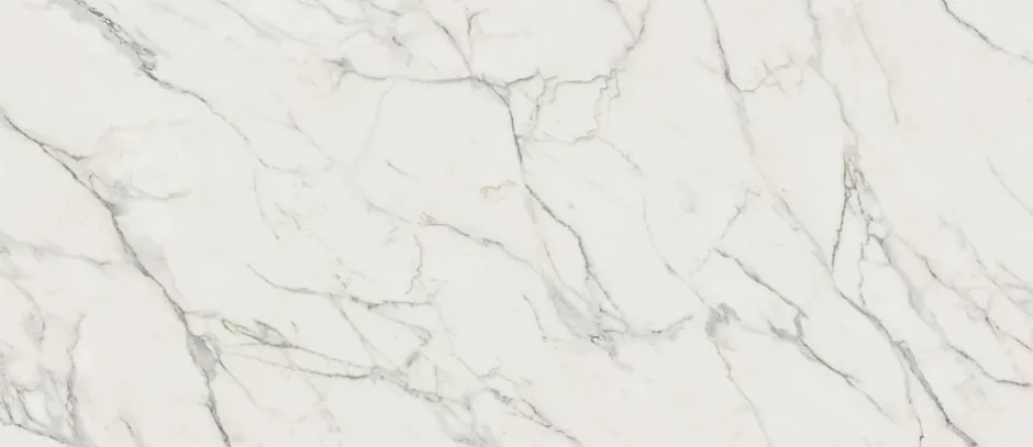 Ro'Ma Carrelage Carrelage effet Marbre Blanc Calacatta Extra Veinage continu 278x120x0,6 cm Brillant Clarenza - Mur intérieur (vendu par carton de