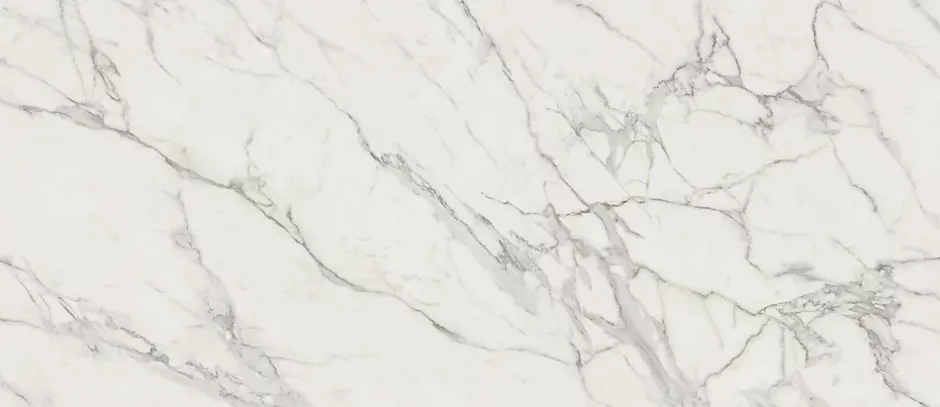 Ro'Ma Carrelage Carrelage effet Marbre Blanc Calacatta Extra Veinage continu 278x120x0,6 cm Brillant Clarenza - Mur intérieur (vendu par carton de