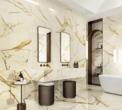 Ro'Ma Carrelage Carrelage effet Marbre Blanc Calacatta Supreme 80x40x0,85 cm Brillant Faventa - Mur intérieur (vendu par carton de 1,28 m²) - RO'M