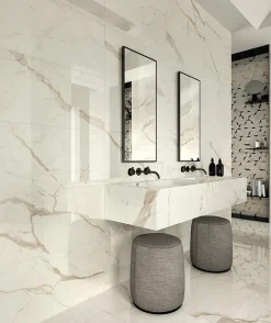 Ro'Ma Carrelage Carrelage effet Marbre Blanc Calacatta Prima 80x40x0,85 cm Brillant Faventa - Mur intérieur (vendu par carton de 1,28 m²) - RO'MA