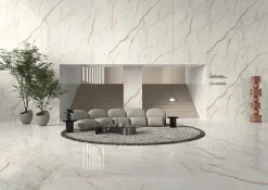 Ro'Ma Carrelage Carrelage effet Marbre Blanc Cristallo 278x120x0,6 cm Brillant Sorvella - Mur intérieur (vendu par carton de 3,336 m²) - RO'MA CAR