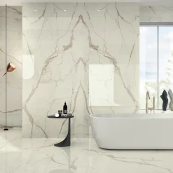 Ro'Ma Carrelage Carrelage effet Marbre Blanc Calacatta Prima Bookmatch A 278x120x0,6 cm Brillant Faventa - Mur intérieur (vendu par carton de 3,33