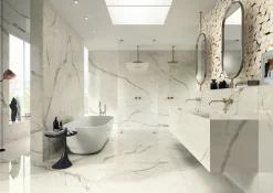 Ro'Ma Carrelage Carrelage effet Marbre Blanc Calacatta Prima Bookmatch A 278x120x0,6 cm Brillant Faventa - Mur intérieur (vendu par carton de 3,33