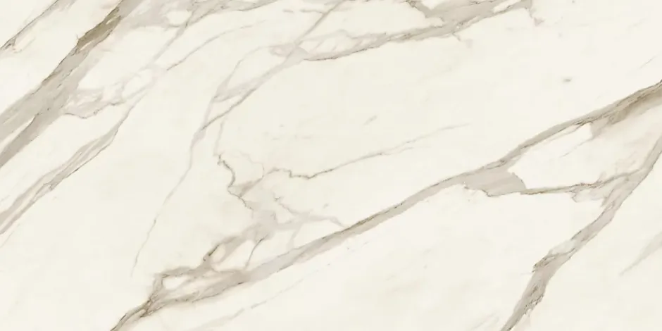 Carrelage effet Marbre Blanc Calacatta Sublime 240x120x0,9 cm Brillant Orsiano - Mur intérieur (vendu par carton de 2,88 m²) - RO'-Ro'Ma Carrelage Discount