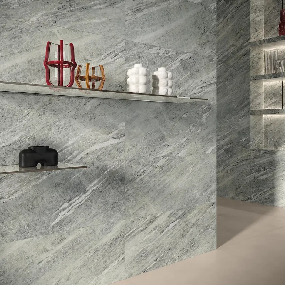 Carrelage effet Marbre Gris Celeste 278x120x0,6 cm Silk Sorvella - Mur intérieur (vendu par carton de 3,336 m²) --Ro'Ma Carrelage Hot