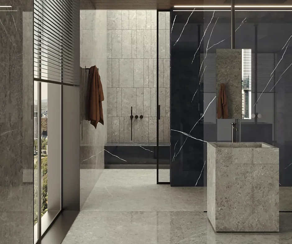 Carrelage effet Marbre Noir Impérial 278x120x0,6 cm Brillant Orsiano - Mur intérieur (vendu par carton de 3,336 m²) - RO'MA CARREL-Ro'Ma Carrelage Hot