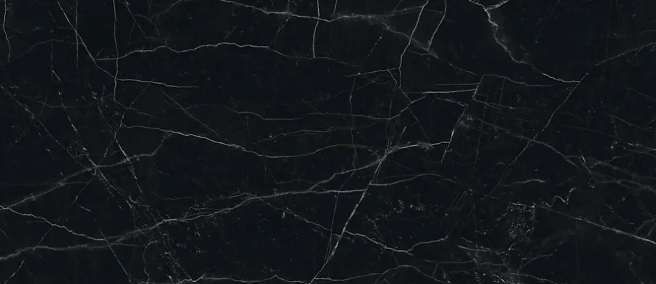 Ro'Ma Carrelage Carrelage effet Marbre Noir Scuro 278x120x0,6 cm Brillant Magnaro - Mur intérieur (vendu par carton de 3,336 m²) -
