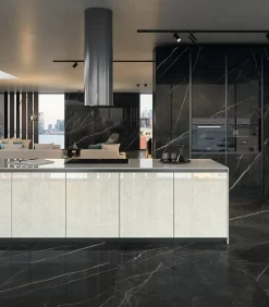 Carrelage effet Marbre Noir Notte 278x120x0,6 cm Brillant Florenza - Mur intérieur (vendu par carton de 3,336 m²) - RO'MA CARRELAG-Ro'Ma Carrelage New