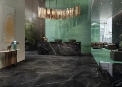 Carrelage effet Marbre Noir Notte 278x120x0,6 cm Brillant Florenza - Mur intérieur (vendu par carton de 3,336 m²) - RO'MA CARRELAG-Ro'Ma Carrelage New