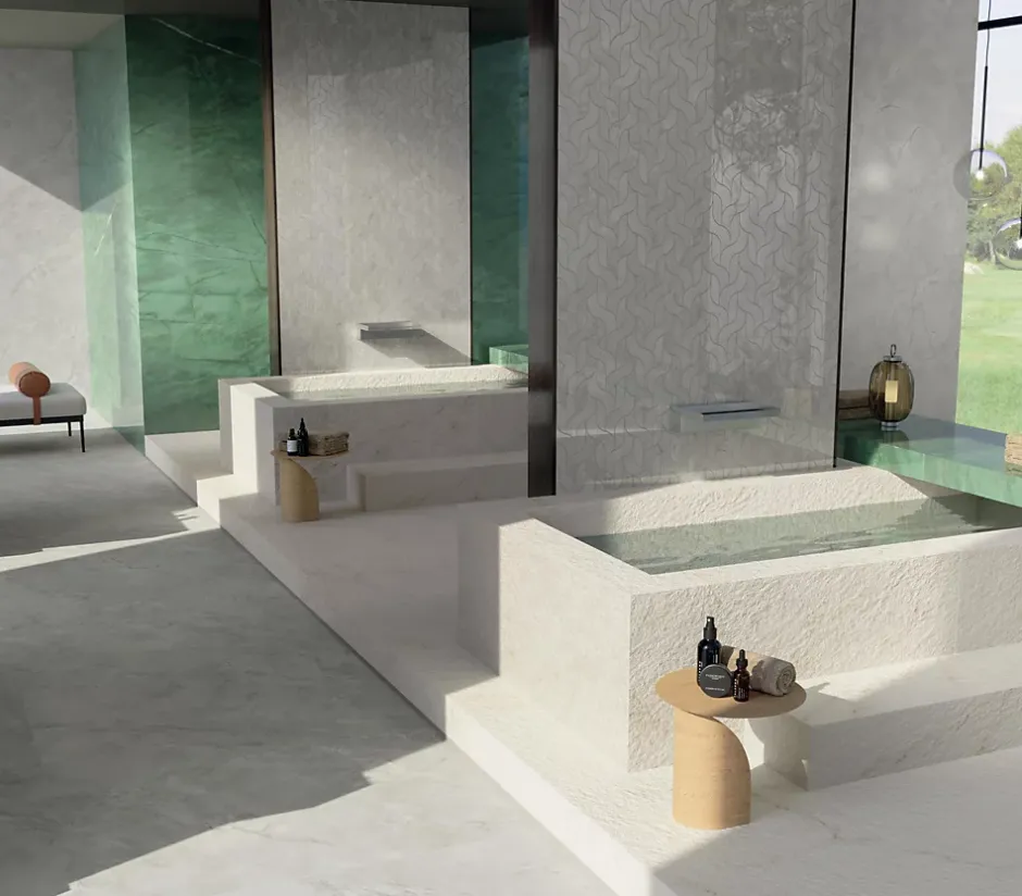 Ro'Ma Carrelage Carrelage effet Marbre Vert Smeraldo 278x120x0,6 cm Brillant Florenza - Mur intérieur (vendu par carton de 3,336 m²) - RO'MA CARRE