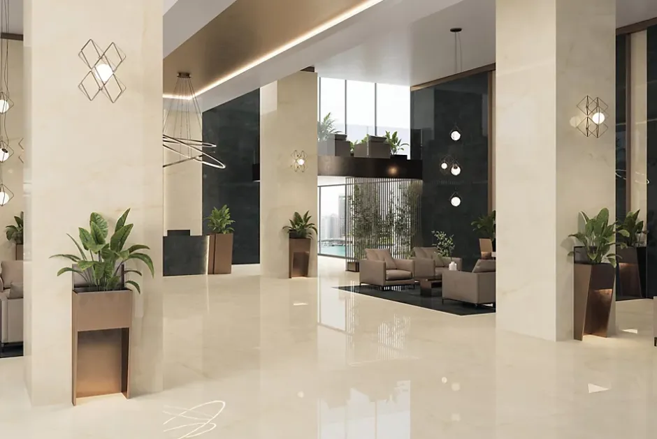 Carrelage effet Onyx Beige Albâtre 240x120x0,9 cm Brillant Nerolio - Mur intérieur (vendu par carton de 2,88 m²) --Ro'Ma Carrelage