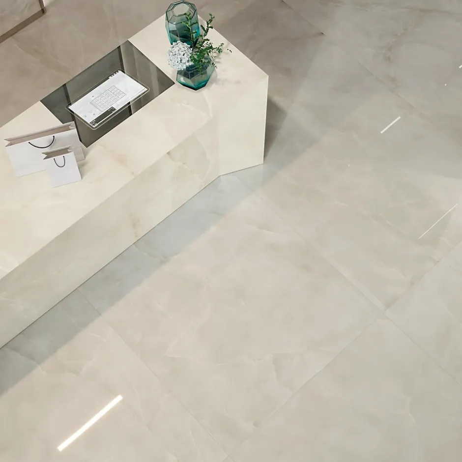 Carrelage effet Onyx Gris Nacré 240x120x0,9 cm Brillant Nerolio - Mur intérieur (vendu par carton de 2,88 m²) --Ro'Ma Carrelage