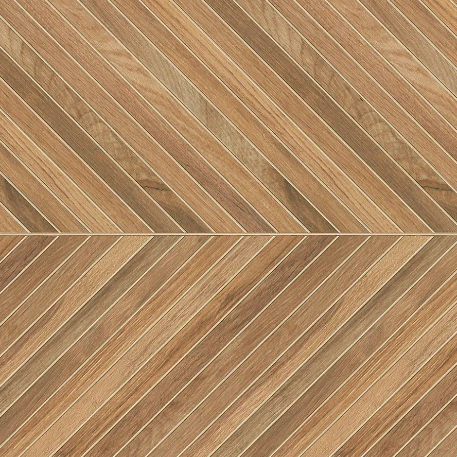 Carrelage effet Parquet Bois Chêne Ambre Stripe Chevron Pointe de Hongrie 74x22,2x0,95 cm Mat Tarina - Sol et mur intérieur (vendu-Ro'Ma Carrelage Sale