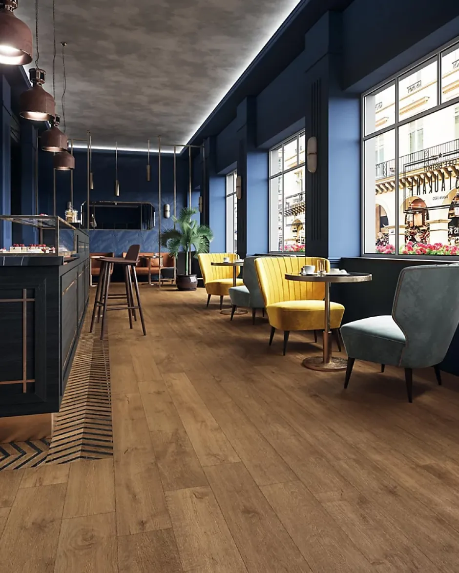 Ro'Ma Carrelage Carrelage effet Parquet Bois Chêne Cognac Chevron Pointe de Hongrie 29,4x28,7x0,95 cm Mat Lorenta - Sol et mur intérieur (vendu pa