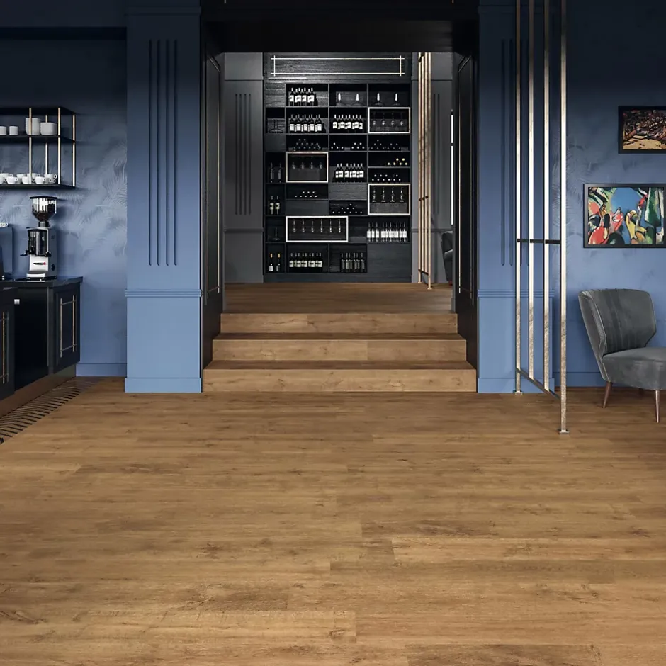 Carrelage effet Parquet Bois Chêne Cognac 150x18,5x0,9 cm Mat Lorenta - Sol et mur intérieur (vendu par carton de 1,11 m²) - RO'MA-Ro'Ma Carrelage Sale