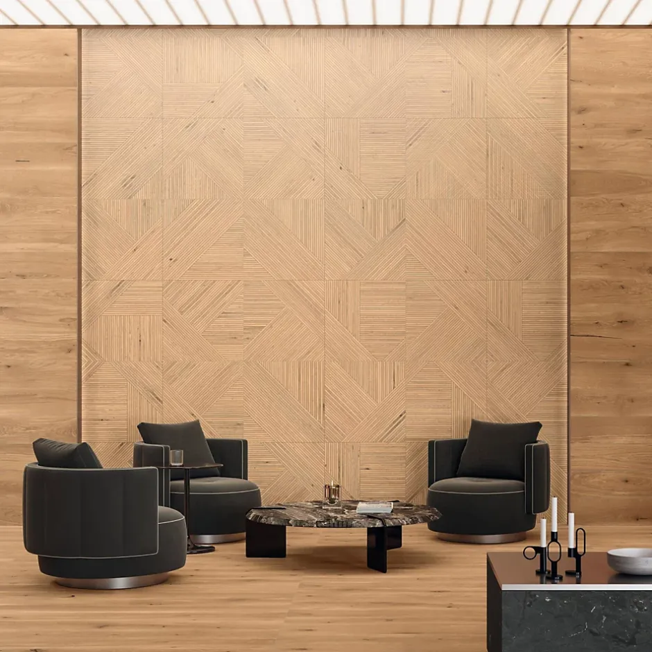 Carrelage effet Parquet Bois Chêne Rovere Grafico 60x60x0,9 cm Mat Cedrano - Sol et mur intérieur (vendu par carton de 1,08 m²) --Ro'Ma Carrelage Sale