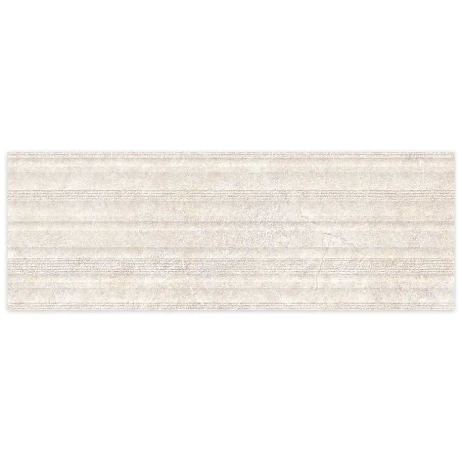 Carrelage effet Pierre 3D Beige Coquille Curve 100x33,3x0,98 cm Torvane - Mur intérieur --Ro'Ma Carrelage Discount