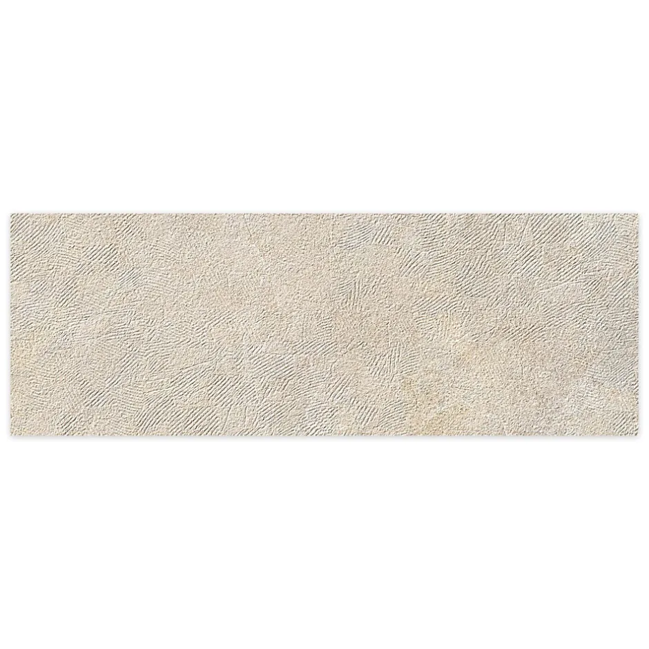 Carrelage effet Pierre 3D Beige Sable Hammered 100x33,3x0,86 cm Serdano - Mur intérieur --Ro'Ma Carrelage Clearance