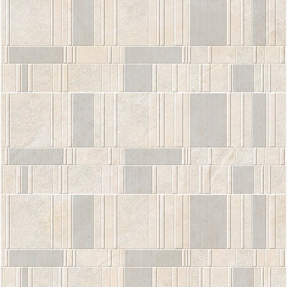 Ro'Ma Carrelage Carrelage effet Pierre 3D Beige Lin Stripe 100x33,3x0,98 cm Serdano - Mur intérieur -