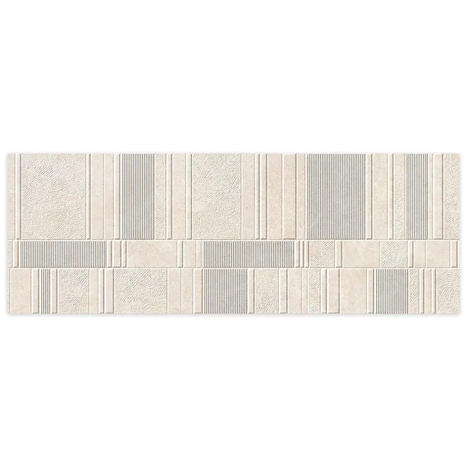 Ro'Ma Carrelage Carrelage effet Pierre 3D Beige Lin Stripe 100x33,3x0,98 cm Serdano - Mur intérieur -