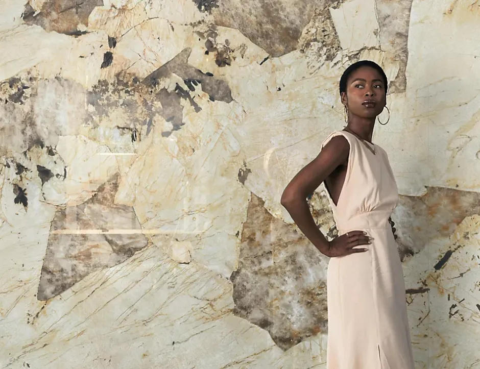 Ro'Ma Carrelage Carrelage effet Pierre Onyx Sable 278x120x0,6 cm Brillant Florenza - Mur intérieur (vendu par carton de 3,336 m²) - RO'MA CARRELAG