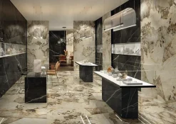 Ro'Ma Carrelage Carrelage effet Pierre Onyx Sable 278x120x0,6 cm Brillant Florenza - Mur intérieur (vendu par carton de 3,336 m²) - RO'MA CARRELAG