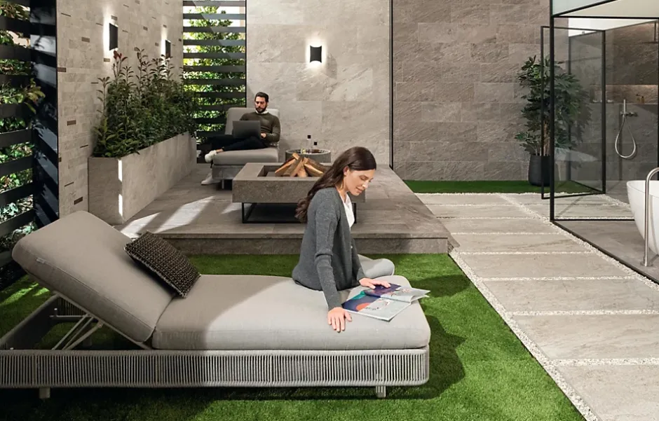 Carrelage effet Pierre Quartzite Gris Roche 60x30x0,9 cm Brut Salvero - Sol extérieur (vendu par carton de 1,26 m²) - RO'MA CARREL-Ro'Ma Carrelage