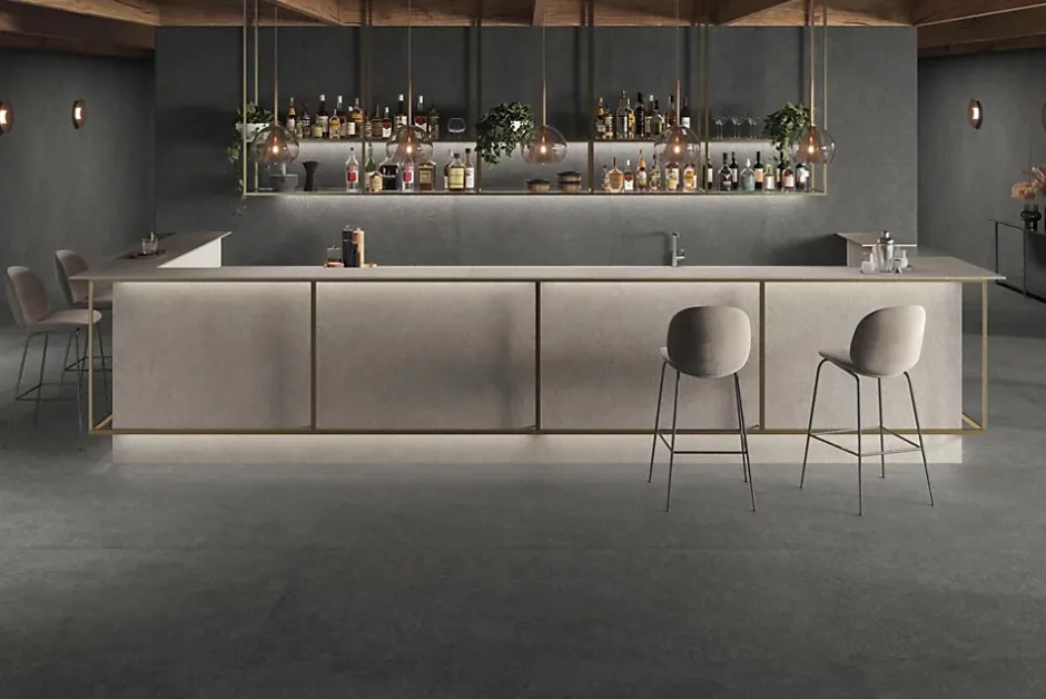 Ro'Ma Carrelage Carrelage effet Pierre Quartzite Gris Carbone 240x120x0,9 cm Mat Venturo - Mur intérieur (vendu par carton de 2,88 m²) - RO'MA CAR